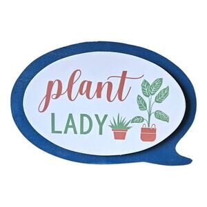 NEW True Living "Plant Lady" Wooden Home Garden Decor (5.25" x 3.5" x 0.75")